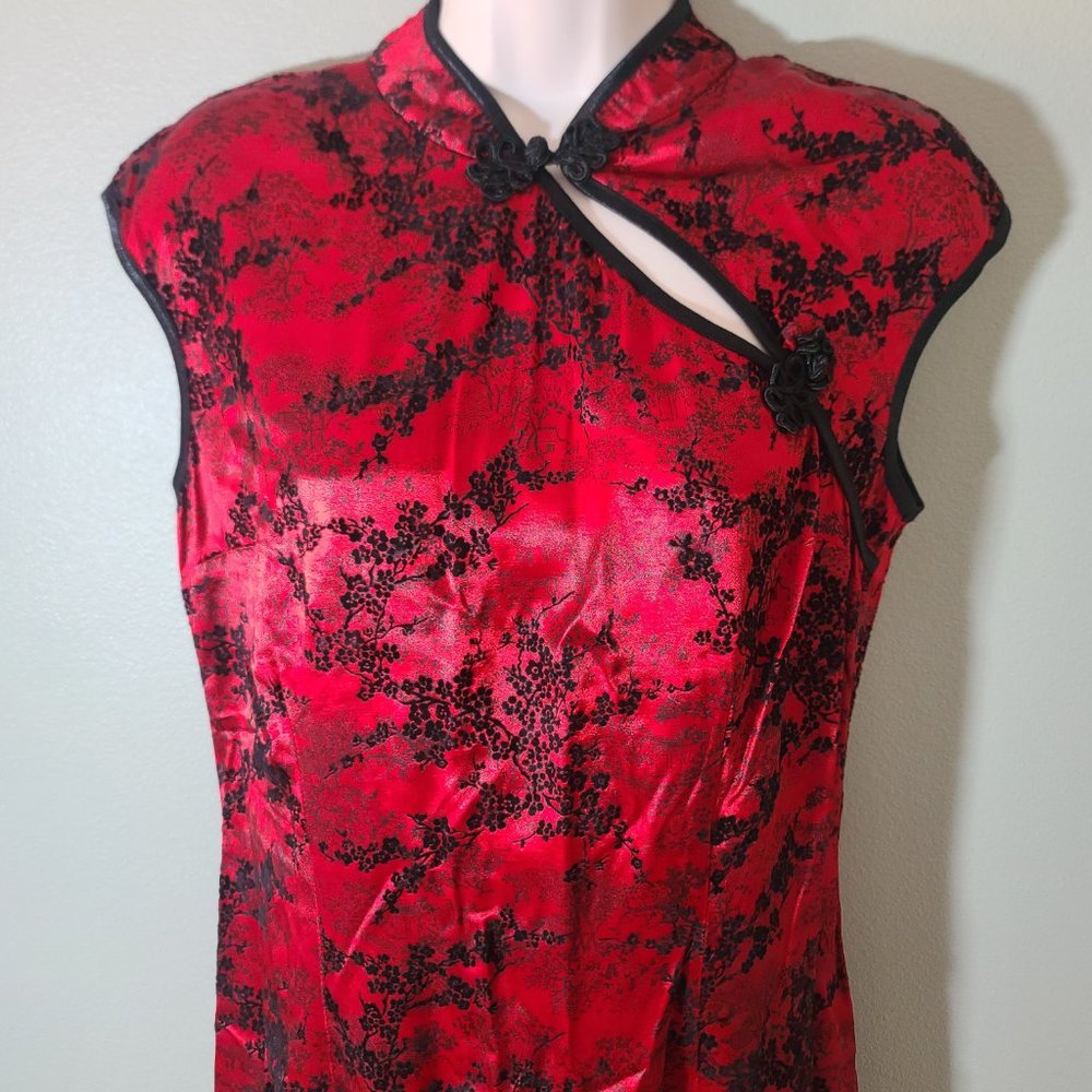 Rare Vintage Morbid Threads Red & Black Satin Flo… - image 6